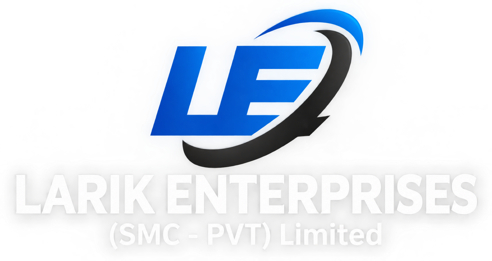 larik enterprises logo with blue le emblem